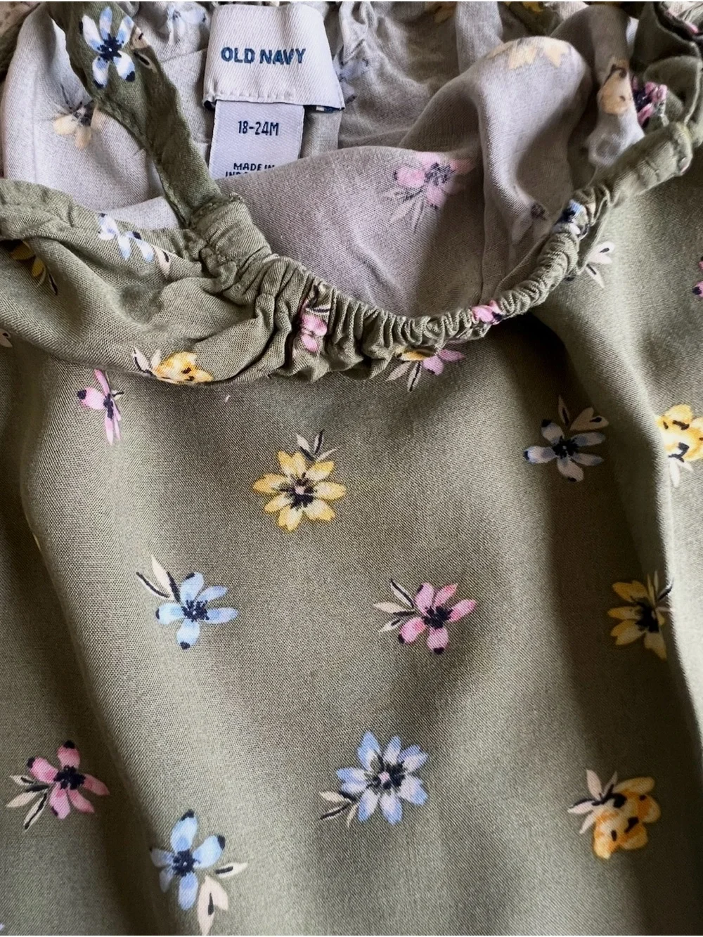 Old Navy Floral dress 18-24m with Pink suede ballet flats 6